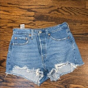 Levi’s 501 Classic Blue Women's Frayed Jean Shorts